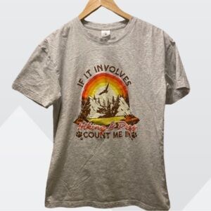 Gray Graphic T-Shirt If It Involves Hiking and Dogs I’m In